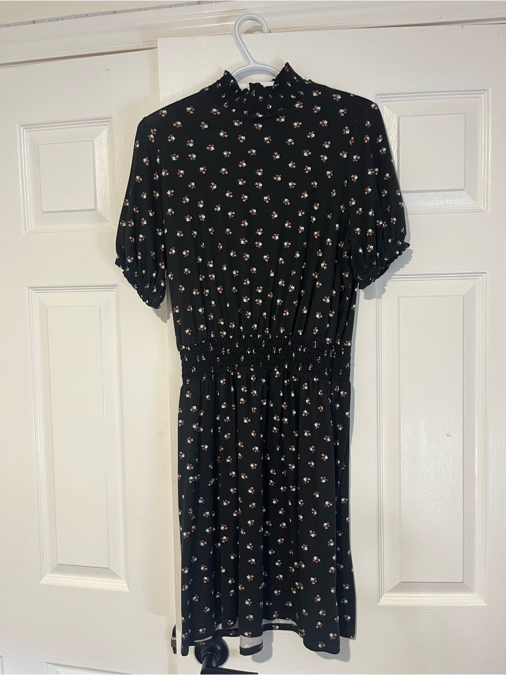 Reitmans Black Mini Dress with Pink & White Floral Print